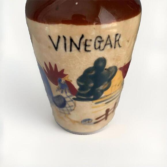Vintage Relco Blue Rooster Oil Vinegar Cruet Brown Jug Country Kitchen Japan - Picture 2 of 11
